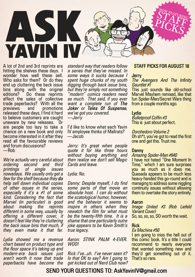 Ask Yavin IV #7 & Staff Picks